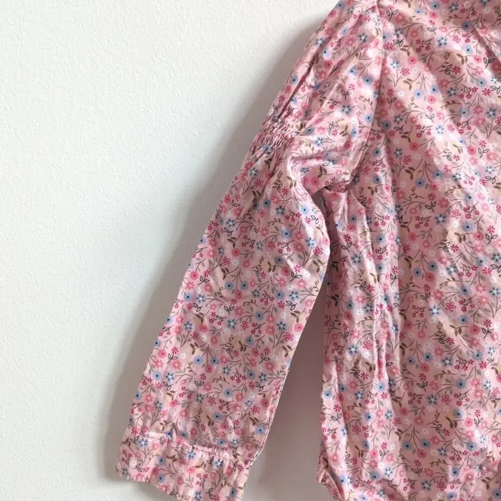 Vtg Y2K Oshkosh Western Floral Button Down Girls 3T Shirt Pink Cottagecore